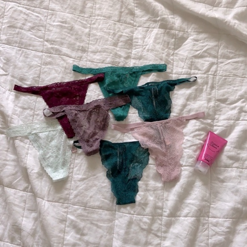 NWT Victoria’s Secret Very Sexy Cheeky Lace & V String Thong Lot 7 + PINK Lotion